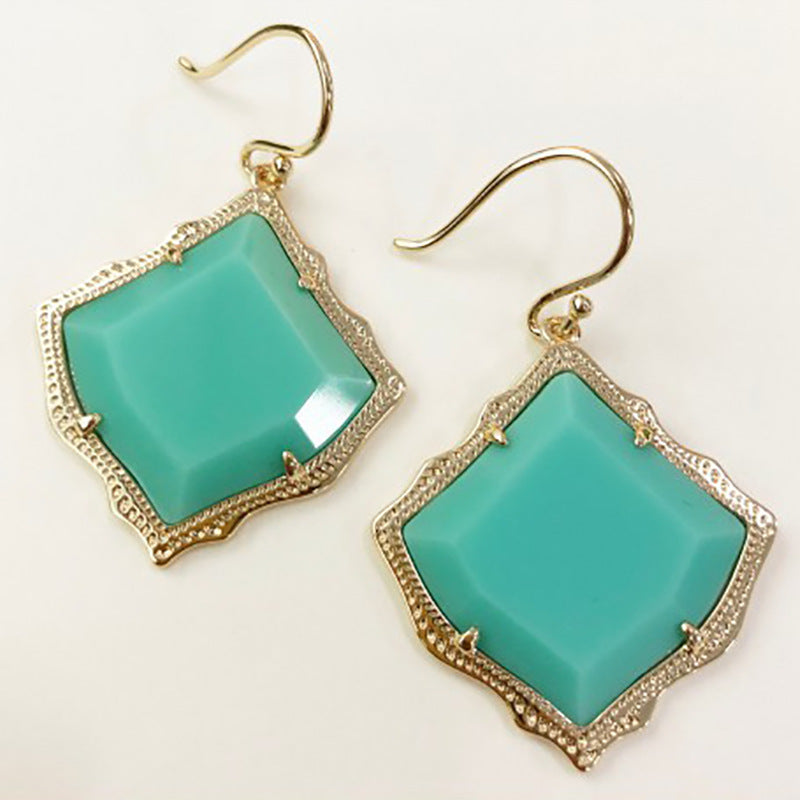 Wholesale Statemente Green Turquoise Metal Earrings